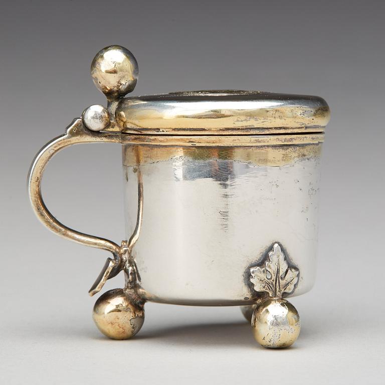 A Swedish 18th century parcel-gilt silver miniature-takard, mark of Johan Lorenz Starin, Stockholm 1742.