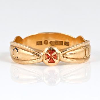 RING, frimurare, 18K guld, Johan Hanson, Umeå, 1939. Vikt ca 7,20 g.