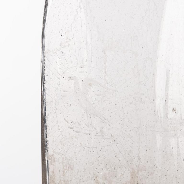 A Swedish engraved glass bottle presumably from Limmared, circa 1800.