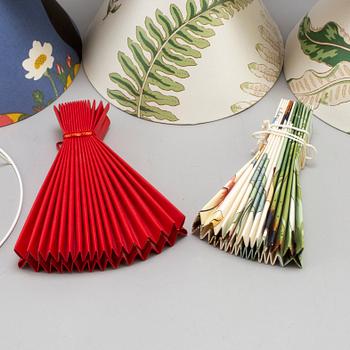 Josef Frank, FIRMA SVENSKT TENN, a set of 10 fabric lamp shades, including Josef Frank's "Anakreon".