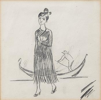 Einar Jolin, 'Woman with a Gondola in the Background'.