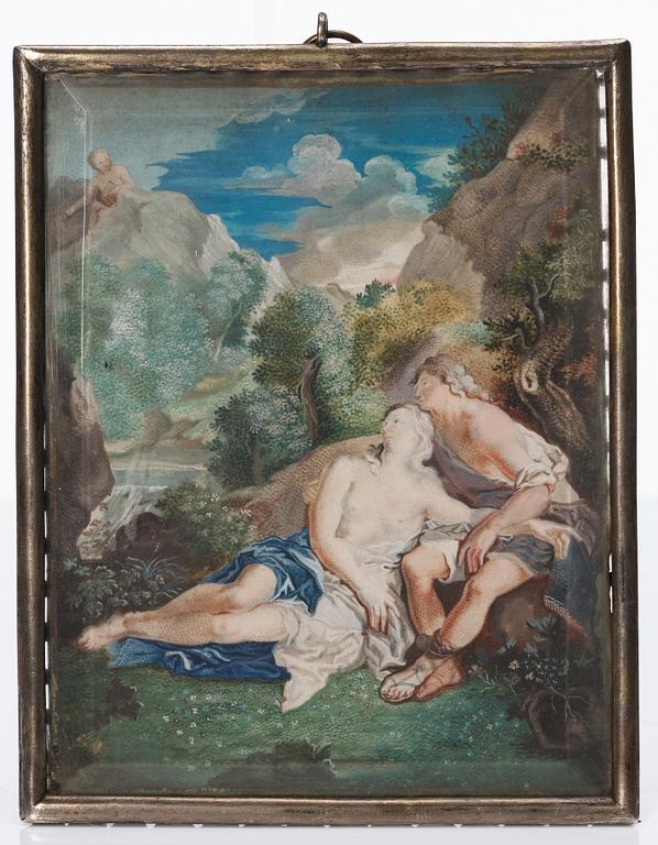 Okänd konstnär, omkring 1700, "Acis och Galatea" och ”Amor och Psyke” (troligen).