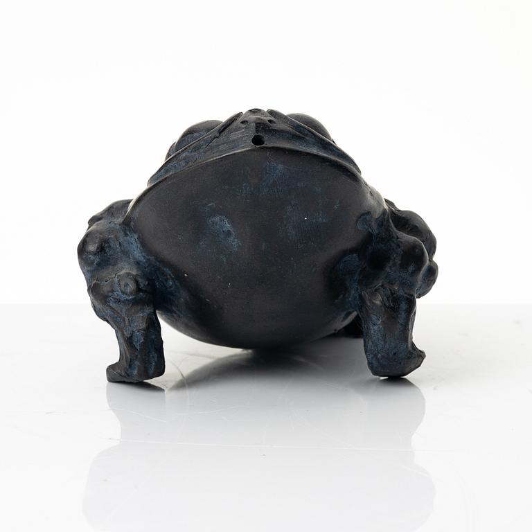 A dark yixing three legged toad 'Jin Chan' water sprinkler, China, 1980s.