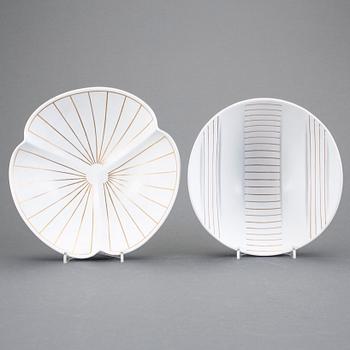 SKÅLAR, 2 st, carraragods, "Guldsurrea", Wilhelm Kåge, Gustavsbergs studio, 1900-talets mitt.