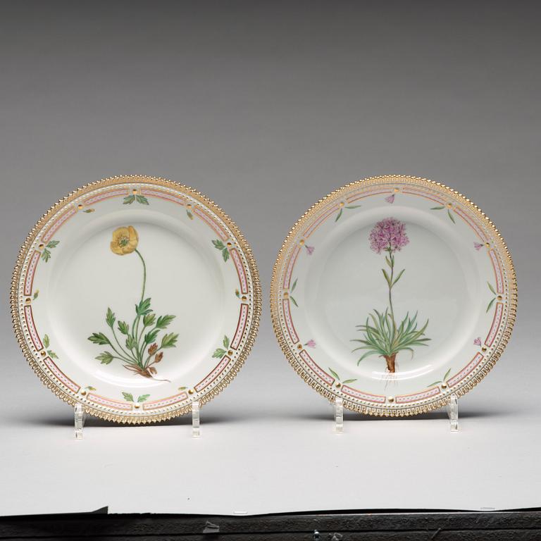 A Royal Copenhagen 'Flora Danica' dinner set for two, Denmark, 20th Century (12 pieces).