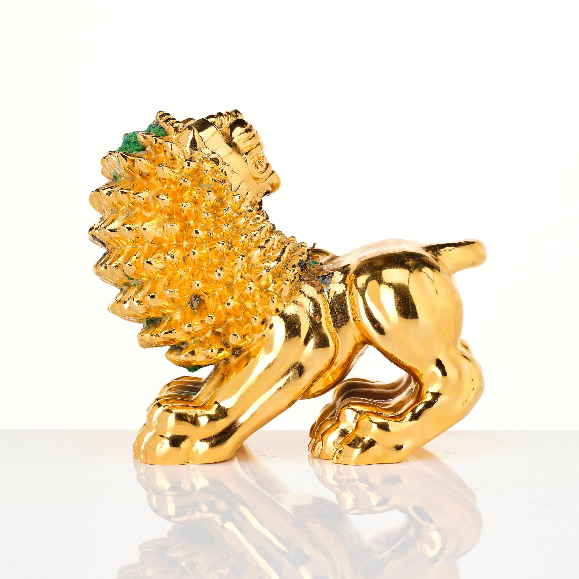 Anna Petrus, a gilt pewter sculpture of a lion, Svenskt Tenn, Stockholm, 1988.