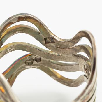 Four rings, silver and including carnelian, among others Cecilia Johansson, Gothenburg 1968.