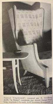 Elias Svedberg, a rare "Eftermiddag" (Afternoon) armchair, Nordiska Kompaniet, Sweden, ca. 1937.