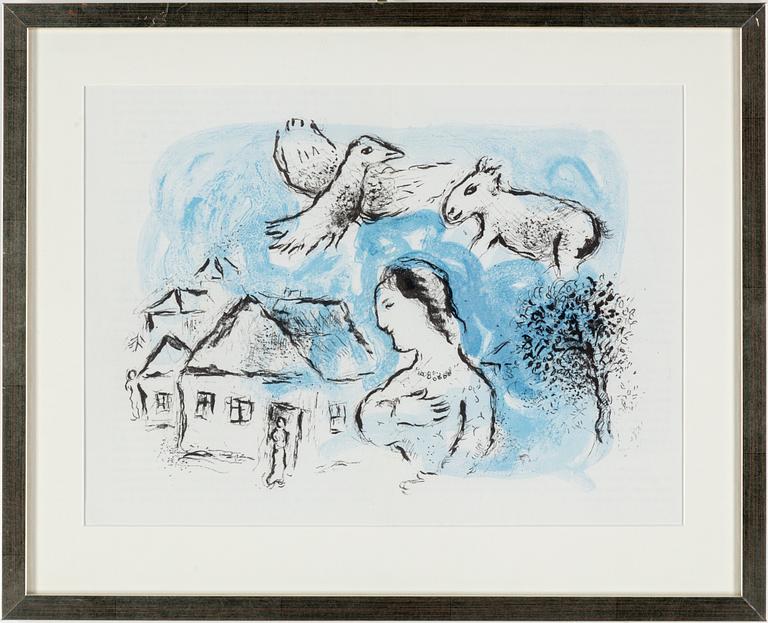 MARC CHAGALL, liärglitografi, ur Derrière le Miroir nr 225, 1977, ref Mourlot nr 917.