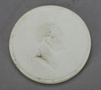 RELIEF, oglaserad poslin, Ryssland, Tsar Alexander I, Kejserliga porslinsfabriken 1912.