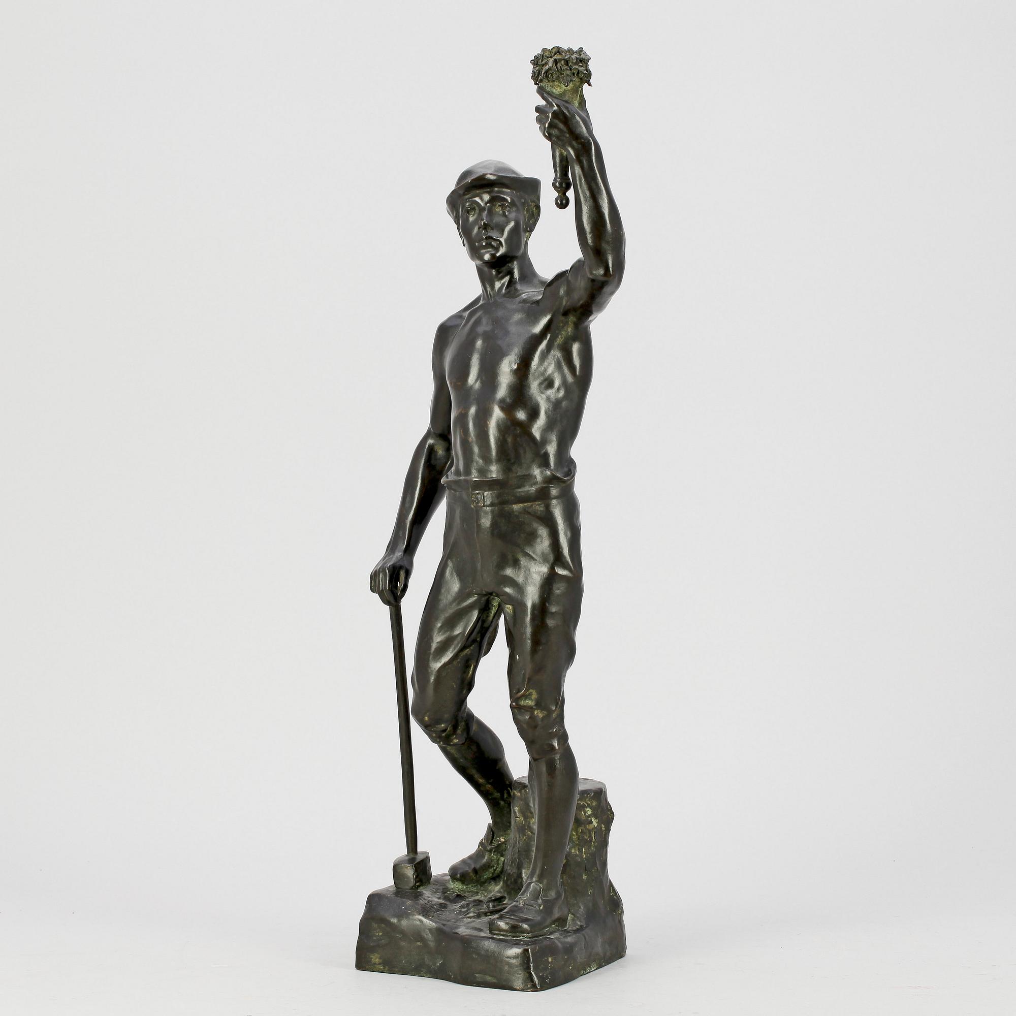 OKÄND KONSTNÄR, skulptur, brons, bär sign F. Roseheb So, 18/1900-tal.