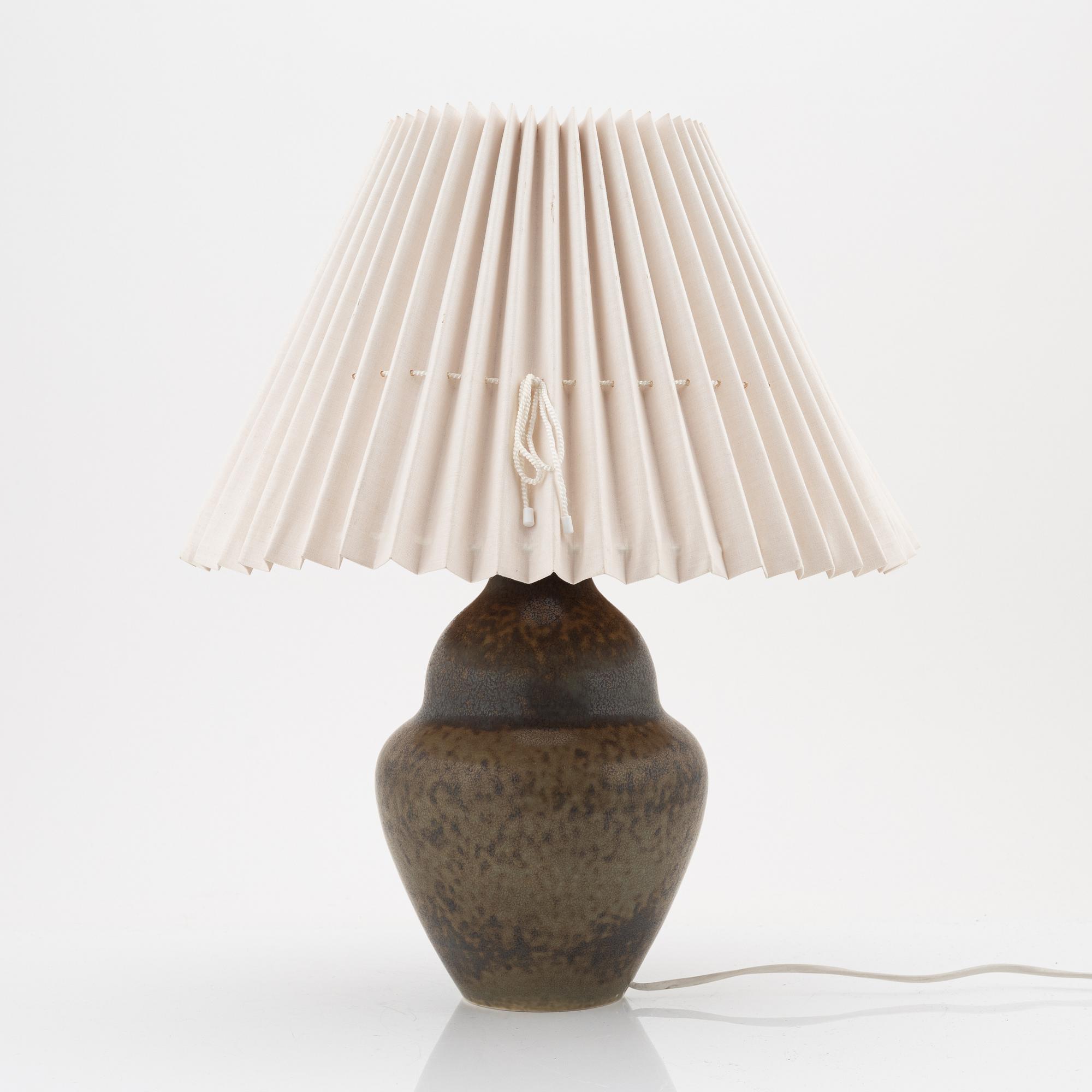 Carl-Harry Stålhane, unik bordslampa, stengods, Rörstrand, signerad och daterad -49.