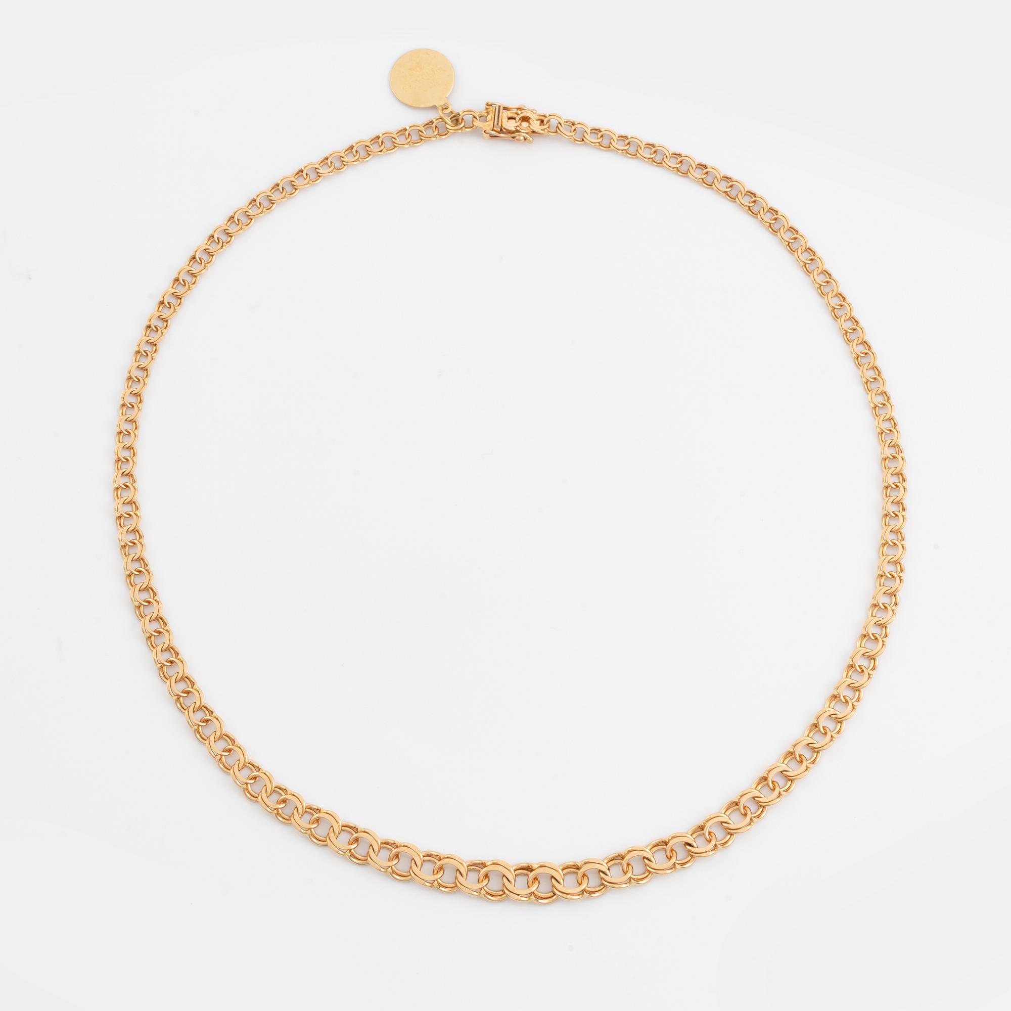 Collier 18K guld, doserad bismarck, med berlock.