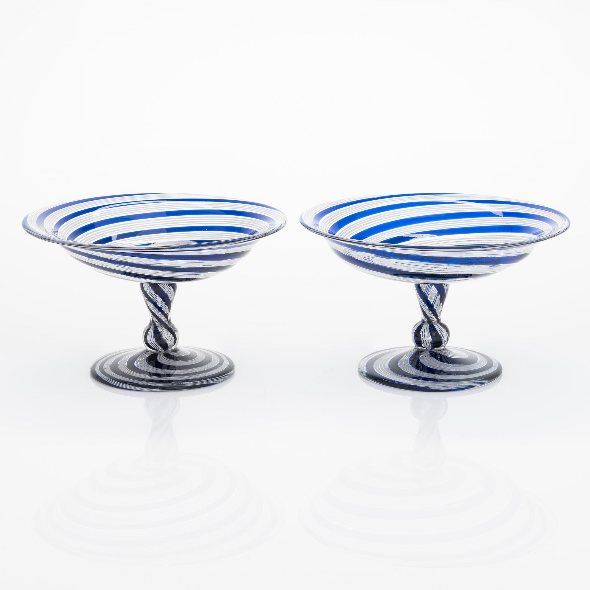 A pair of  ca. 1860s filigree glass bowls from Nuutajärvi Finland.