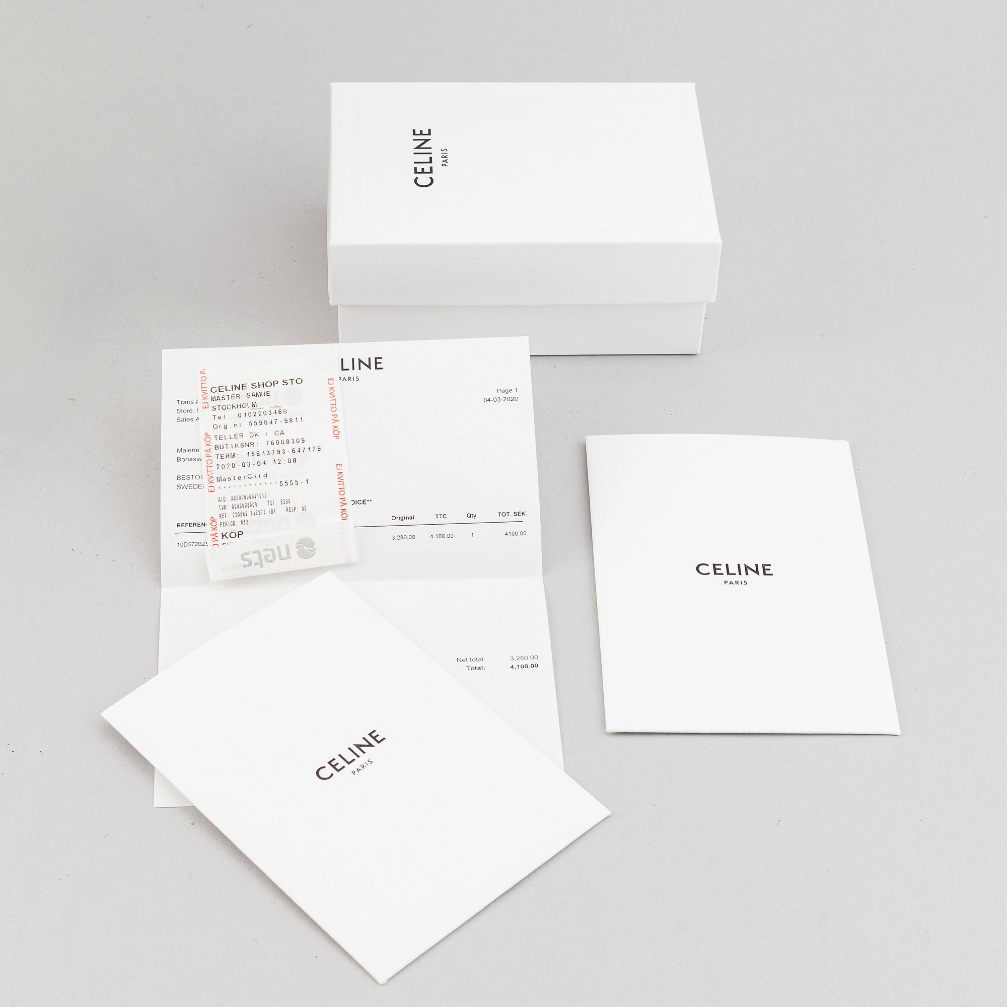 Céline, a canvas and leather handbag and wallet, 2020.