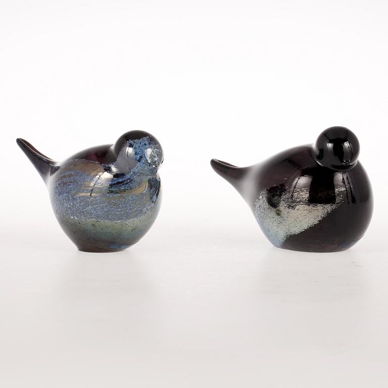 FIGURINER, 2 st, glas, Oiva Toikka, 1900-tal.