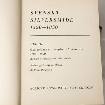 Three books, the standard reference works on Swedish silver, Hernmarck et al., Stockholm 1941-45.