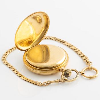 Omega, pocket watch, 18K gold, 18K gold chain, 51 mm.