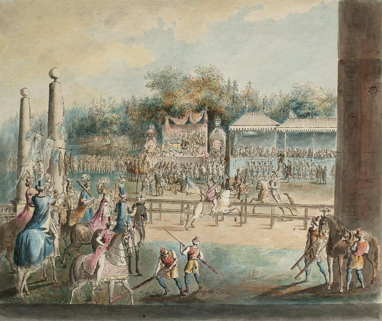 Martin Rudolf Heland Tillskriven, ”Inträngandet i den förtrollade skogen” , Karusell på Drottningholm 1785.