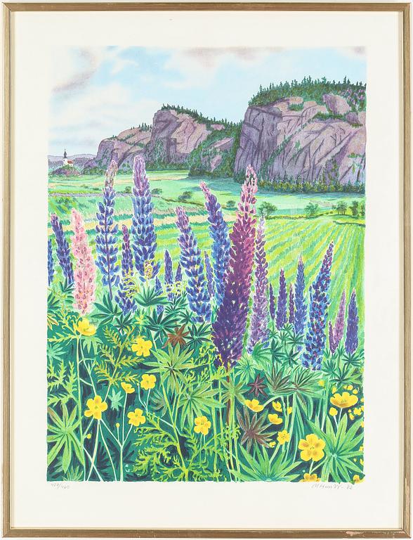 MONA HUSS WALLIN, färglitografi, signerad och numrerad 427/460. Daterad -82.