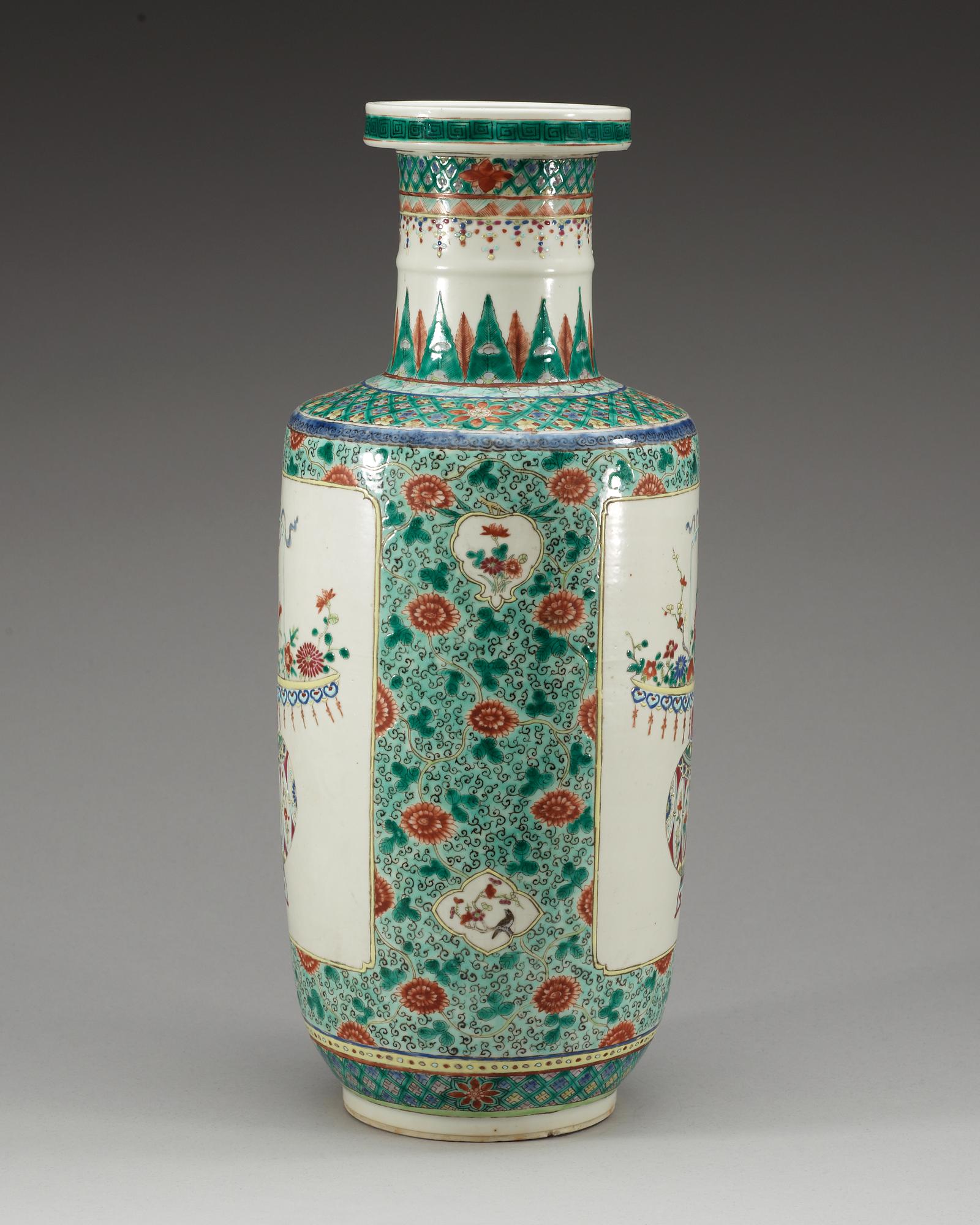 A famille rose vase, Qing dynasty with Kangxis six character mark.