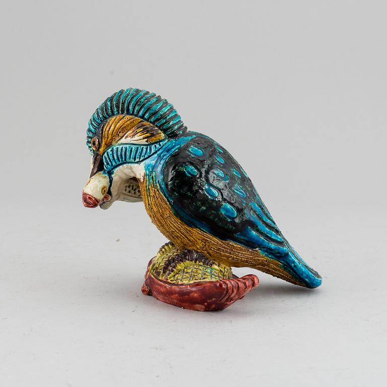 GUNNAR NYLUND, a stoneware sculpture of a Kingfisher, Rörstrand, Sweden mid 200th century.