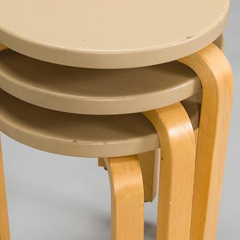 Alvar Aalto, three 1970s '60' stools for Artek.