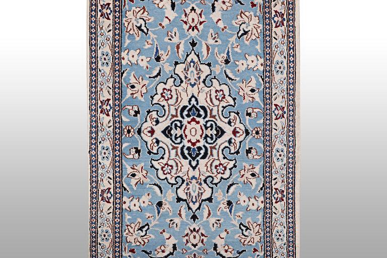 A runner carpet, Nain, part silk, ca 201 x 67 cm.