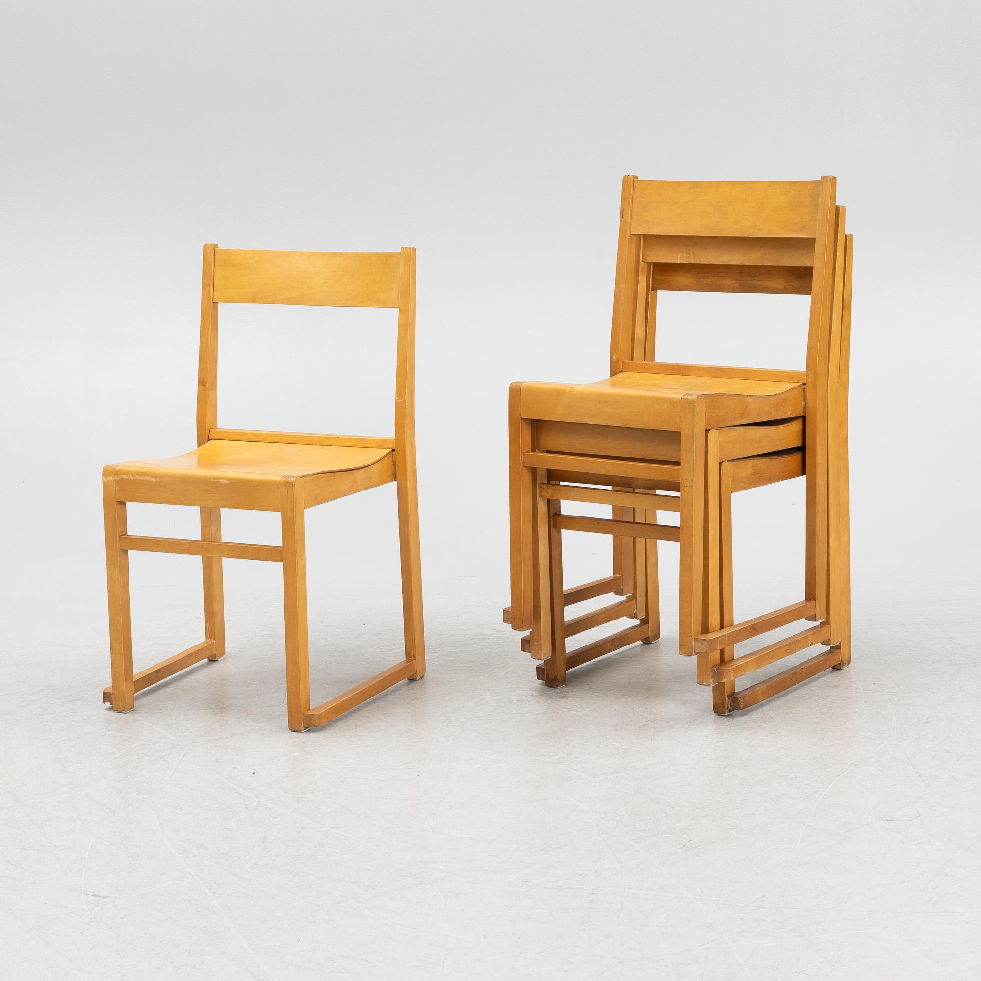 Sven Markelius, stolar, 4 st, "Orkesterstolen", 1900-talets mitt.