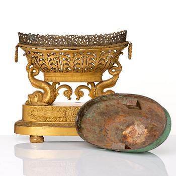 A set of three French Empire early 19th century gilt bronze centre pieces.