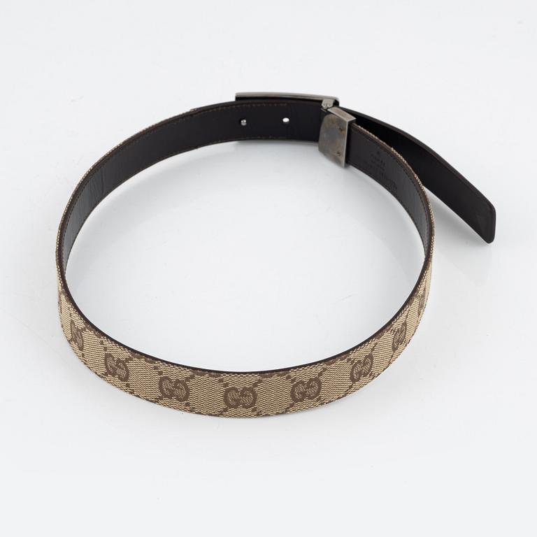 Gucci, a canvas and leather belt.