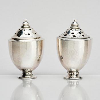 Georg Jensen, a pair of silver casters, design Johan Rohde, Copenhagen 1915-1921.