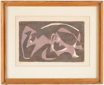 OLLE GILL, linoleum print, signed and numbered 3/15. Dated 1948.