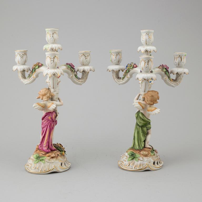 A pair of porcelain candelabra from von Schierholz, Germany, first half of the 20th Century.