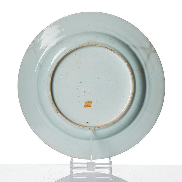 Two famille rose serving dishes and six dinner plates, Qing dynasty, Qianlong (1736-95).