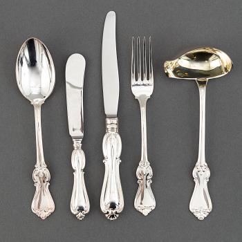A swedish silver cutlery, 'Olga' GAB, Stockholm and Eskilstuna, 1966-80. (39 pieces).