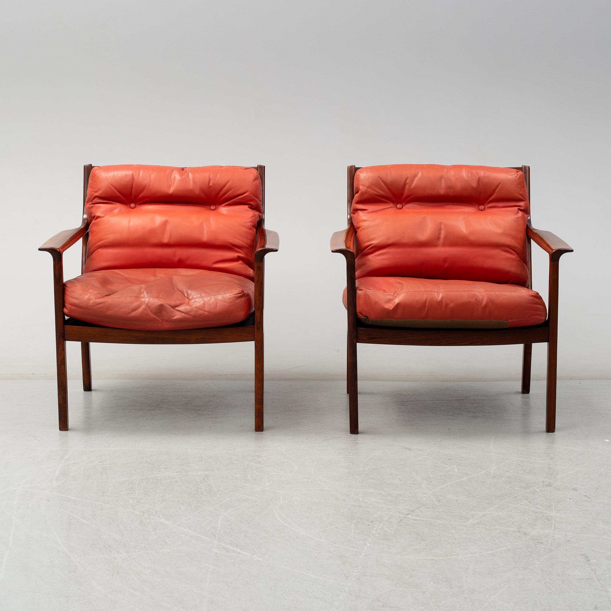 FREDRIK A KAYSER, fåtöljer, ett par, "Nr. 935", Vatne Möbler, Norge, 1960-/70-tal.