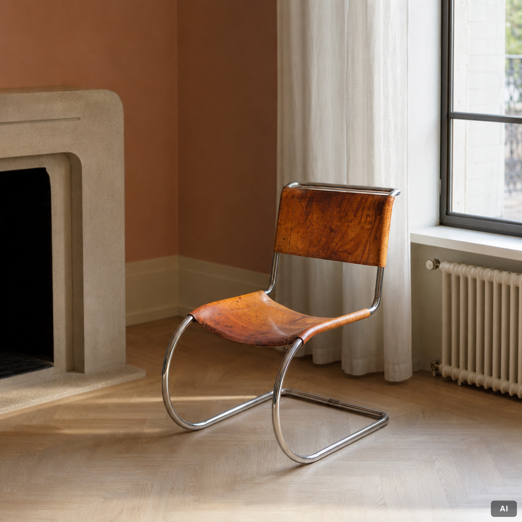 Ludwig Mies van der Rohe, Chair, "MR10", Thonet, likely 1970s.