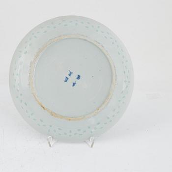 A set of seven Chinese blue and white plates, late Qing dynasty/around 1900.