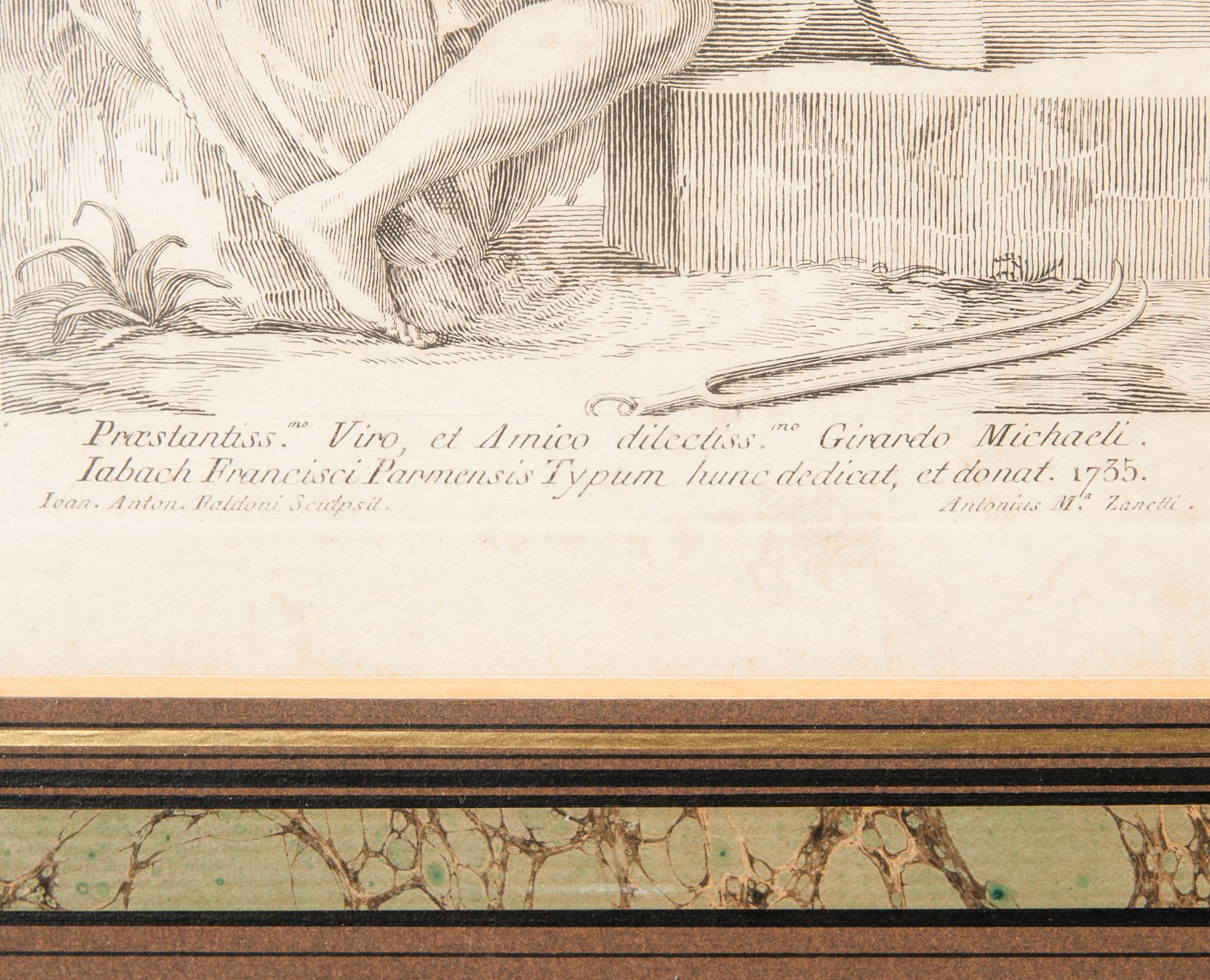 GRAVYRER, 2 st, kopparstick, efter Giovanni Antonio Faldoni, 1800-tal.