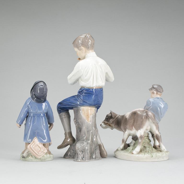 FIGURINER, 3 st, stengods, Royal Copenhagen och Bing & Gröndahl.