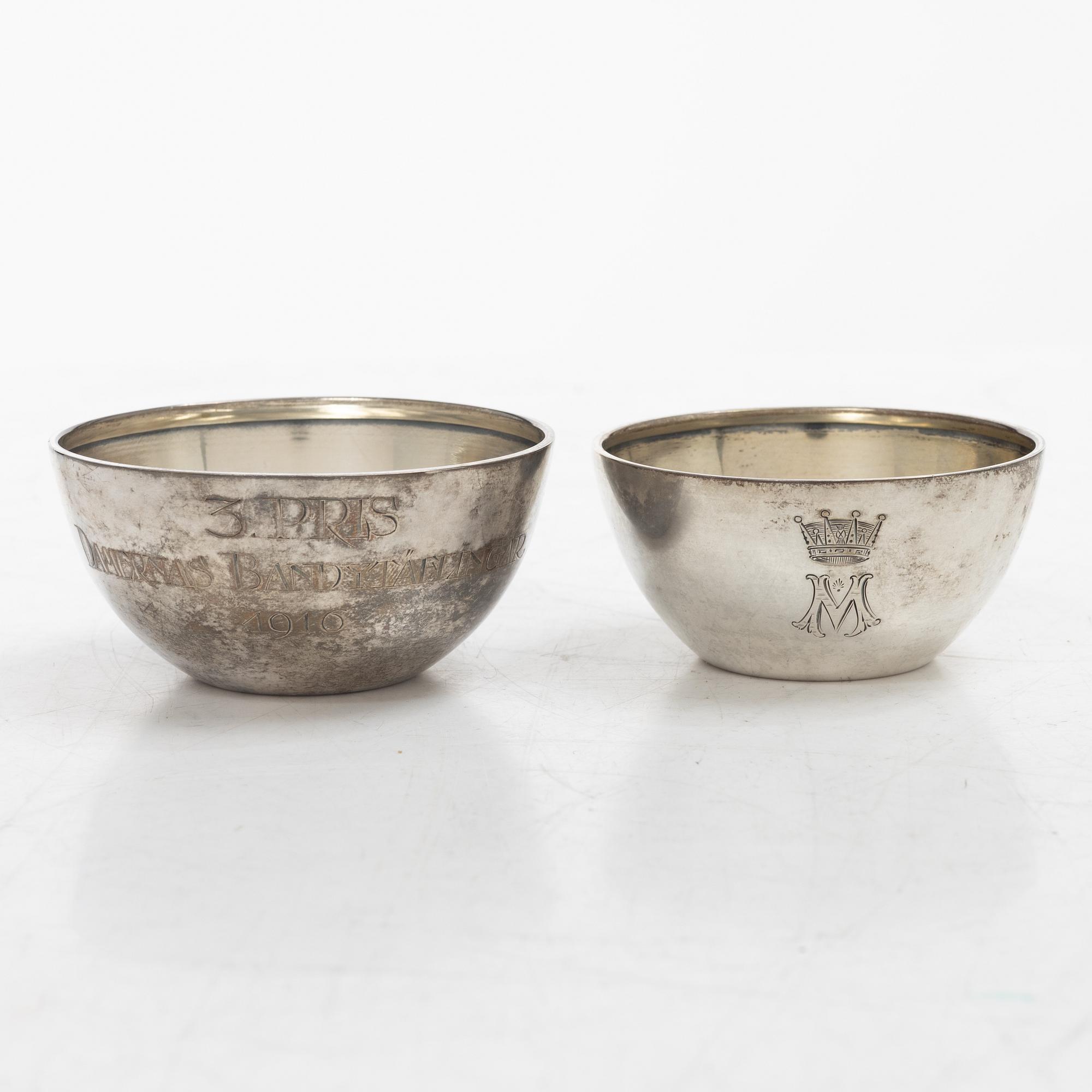 Two silver bowls, Sweden, 20th century.