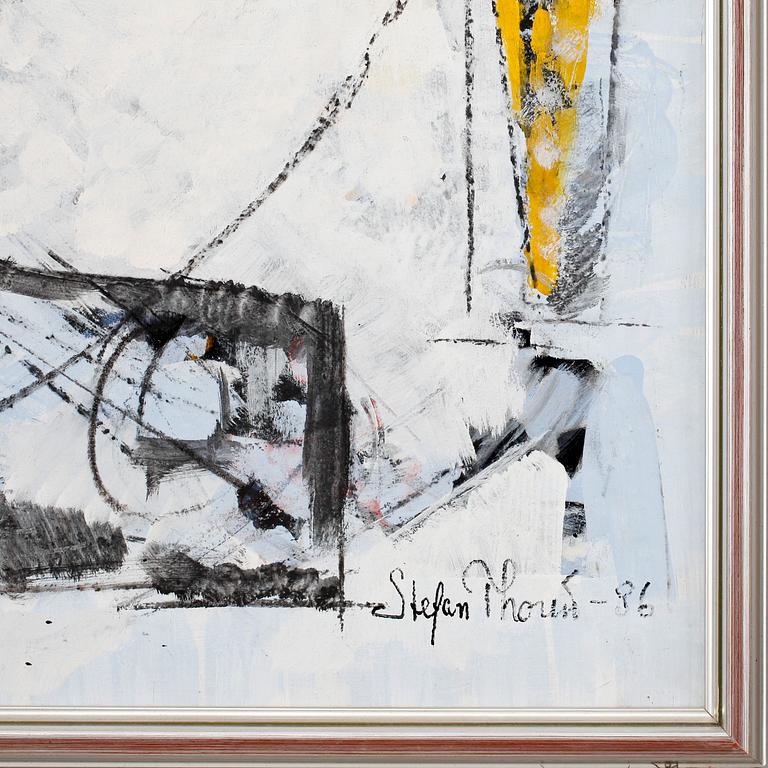 STEFAN THORÉN, blandteknik på pannå. Sign och dat -86.