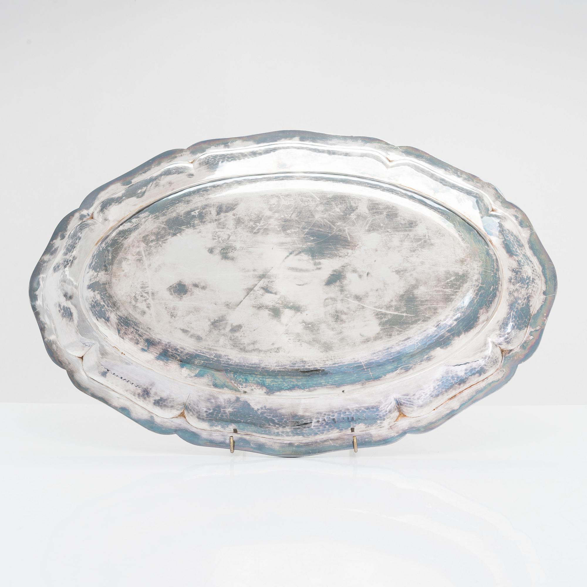 A Jezler silver platter, Switzerland mid-20th century.