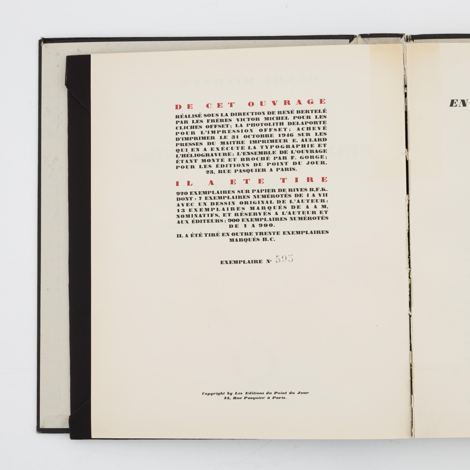 Henri Michaux, "Peintures et Dessins", 1946, exemplaire 595, and catalogues and litterature about Michaux.