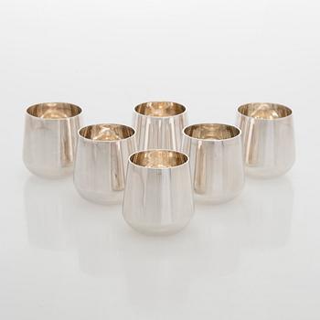 bägare, 6 st, silver,  Auran Kultaseppä, Åbo 1977 - 1990.