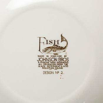 17 pieces of eartheware tableware from Johnson Bros, England, second half of the 20th century.