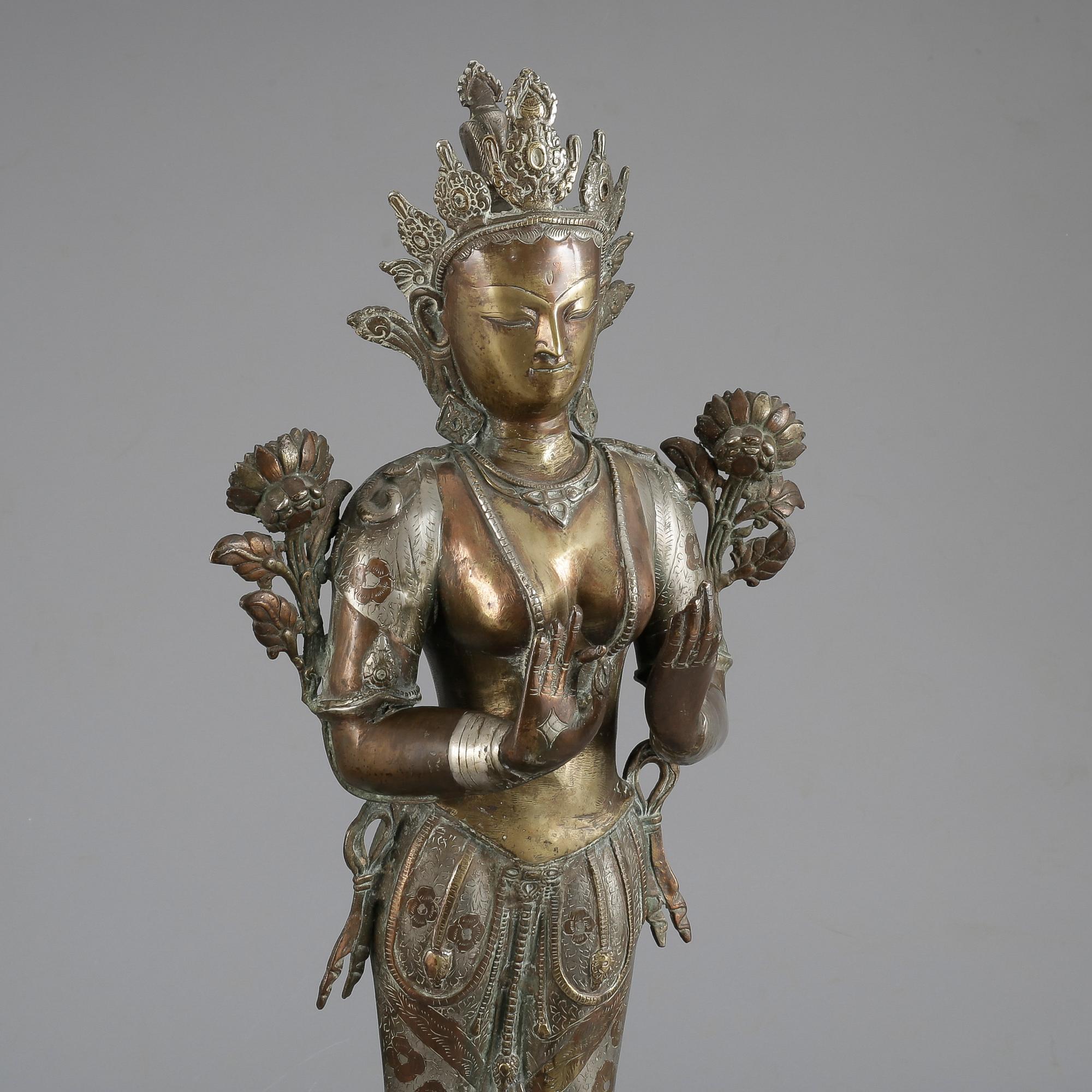 SKULPTUR, brons/vitmetall, orientalisk, 1900-talets mitt.