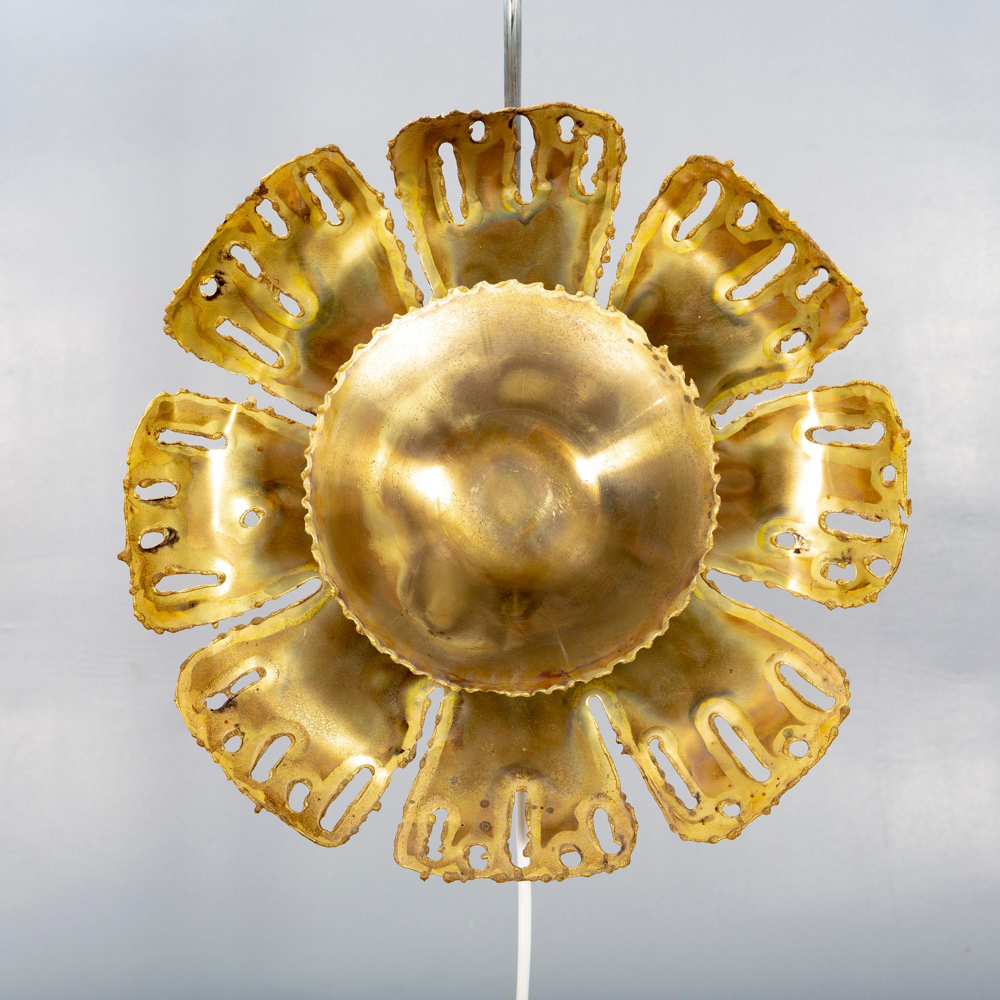 A set of brass ceiling pendant and wall lamp by Svend Aage Holm Sørensen later part of the 20th century.