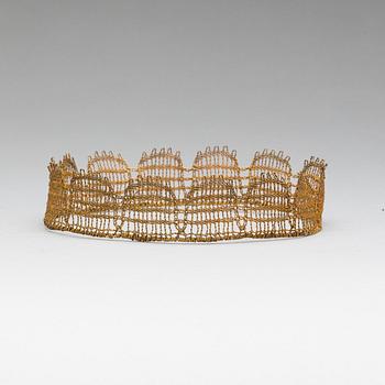 BRUDKRONA, förgylld metalltråd, 1900-talets mitt.